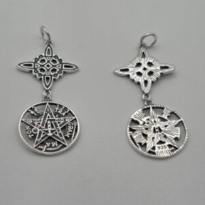 Colgante Doble Protección Tetragrámaton y Nudo de Bruja