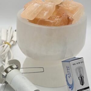 Selenita natural diferentes formas con luz