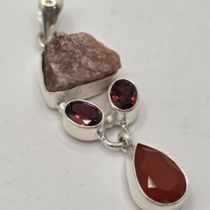 Colgante Plata con Sol, Granate y Cornalina