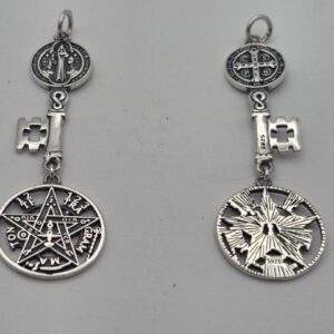 Colgante Llave San Benito, Tetragramaton en  Plata