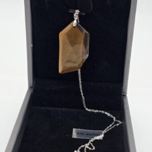 Colgante Ojo de Tigre Facetado Plata