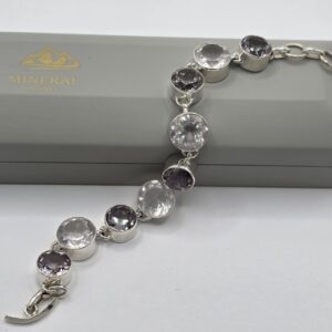 Pulsera Cuarzo y Amatista Facetada